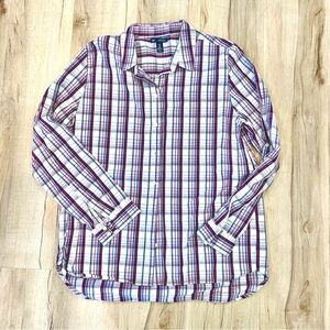 GAP Women’s Plaid Boyfriend Fit Lightweight Button Up Shirt - Size Medium